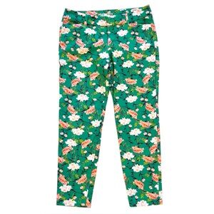 NEW Old Navy Sz 12 Pink/Green Floral High Rise Pixie Ankle Pants Cotton-Spandex
